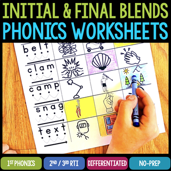 Preview of Initial & Final Blends Worksheets & Activities No-Prep Phonics Worksheets