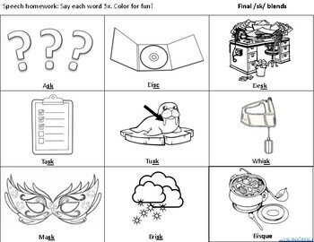 freebie initialfinal sk blends coloring worksheets by