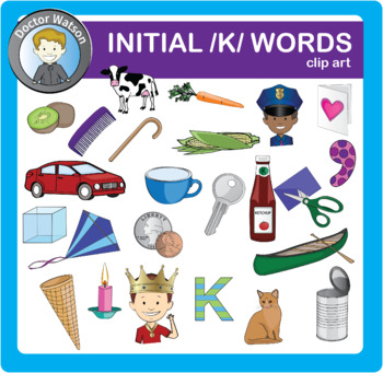 Preview of Initial /K/ words Clip art in Color and B&W