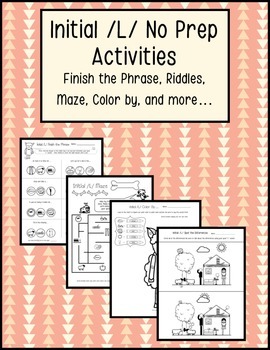 Preview of Initial /L/ Articulation No Prep Worksheets, Activities, Print and Go