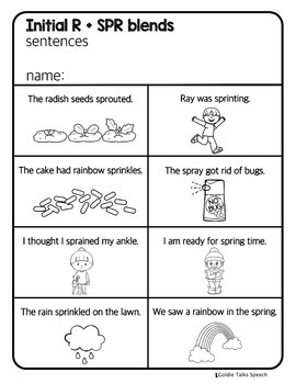 initial r plus r blends sentences articulation speech therapy