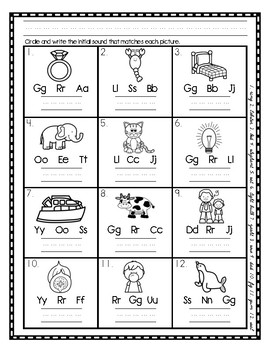 Initial Sound A-Z Worksheet #9 by La Maestra Pati Bilingue | TPT