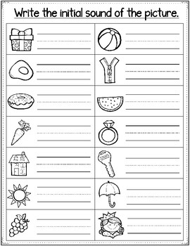 Beginning Sound Review Worksheets by Bilingual Teacher World | TpT