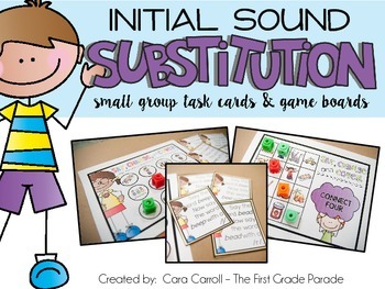 Preview of Initial Sound Substitution (Small Group Task Cards & Game Boards)