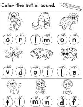 initial sound worksheets for kindergarten cut and paste tpt