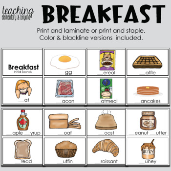 Breakfast Words Initial Sounds Book - Kindergarten Phonics | TpT