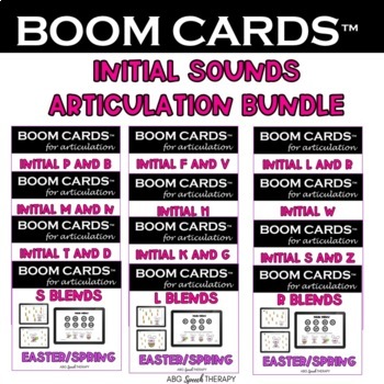 Preview of Initial Sounds Easter Spring Articulation Boom Cards™ for Speech Therapy BUNDLE