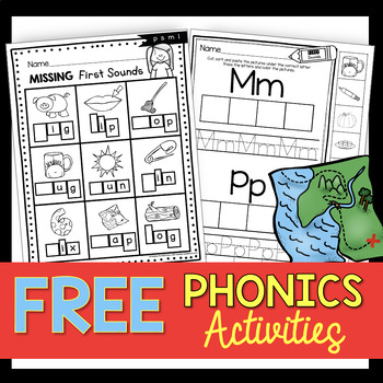 Preview of Free Phonics Worksheets - Letter Sounds - CVC Words - Beginning Initial Sounds