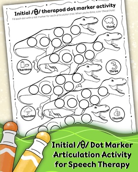 Initial Voiceless Th Dot Marker Articulation Worksheet For Speech Therapy