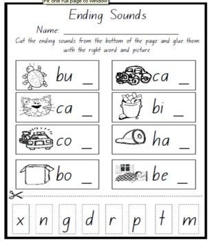 Initial and ending sounds worksheets by Janessa Docking | TpT