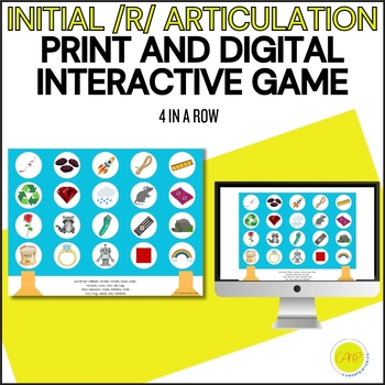 Preview of Initial /r/ Articulation Game, Four in a Row, Printable/Digital, Speech Therapy