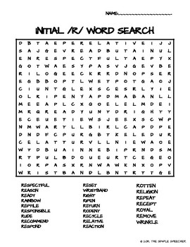 speech therapy r word search