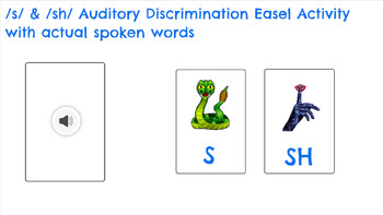 Preview of Initial /s/ & /sh/ Auditory Discrimination Easel Activity with audio clips