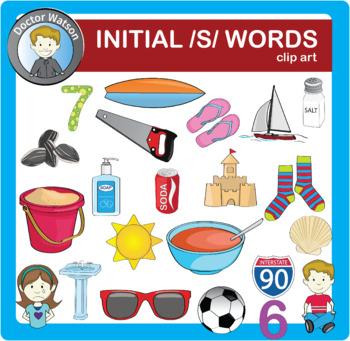 Preview of Initial /s/ words Clip art in Color and B&W