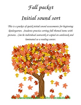 Preview of Fall themed packet - initial sound sort activities