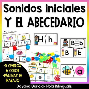 Initial Sounds and Alphabet Spanish Centers | sonidos iniciales | TPT