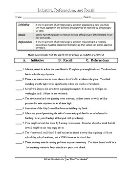 Preview of Initiative, Referendum and Recall Assessment or Worksheet