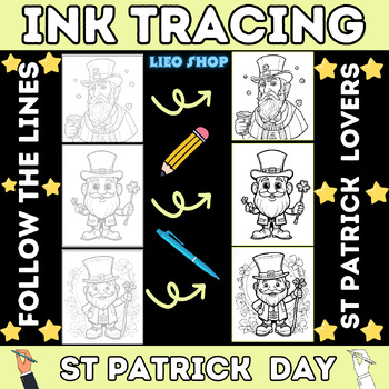 Preview of Ink Tracing & Coloring Pages St Patrick Day For Learn Ink Tracing