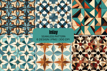 Preview of Inlay Seamless Patterns Digital Paper Background