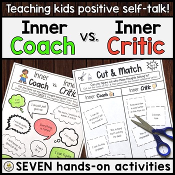 Preview of Inner Coach vs. Inner Critic - Positive Self Talk (No-Prep WORKSHEETS)