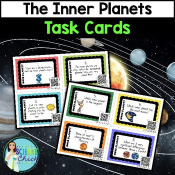 Preview of Inner Planets Task Cards - with or without QR codes