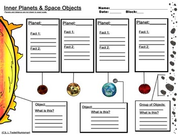 Preview of Inner and Outer Planet Worksheets...Bonus: 4 Piece Clip-Art Included!