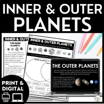 Preview of Inner and Outer Planets Reading Passages - Solar System Activities & Worksheets