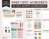 Inner critic workbook, self esteem worksheets, self help, 