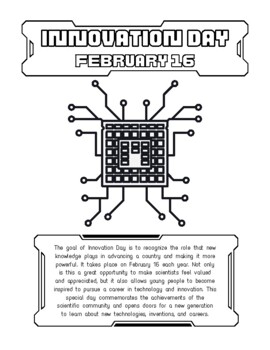 Preview of Innovation Day - February 16 - Information/Coloring Sheet