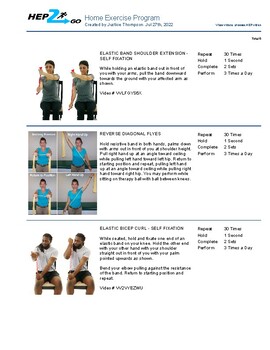 Upper Body Home Exercise Programs – Adult and pediatric printable