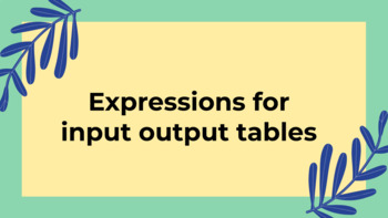 Preview of Input Output Expressions 