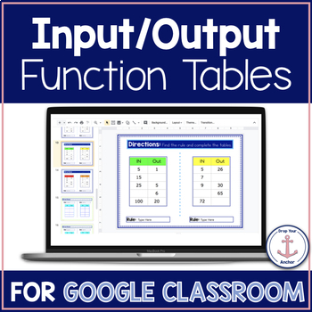 Preview of Input Output Function Table Activities Digital Google Classroom