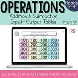 Input Output Table Addition Subtraction Game Show 3rd Grad