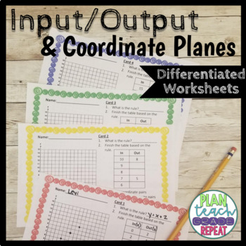 Preview of Input Output Table & Coordinate Plane Differentiated Worksheet - 5.G.1   5.OA.3