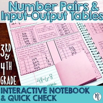Preview of Number Pairs & Input-Output Interactive Notebook & Quick Check TEKS 4.5B/3.5E