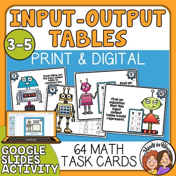 Preview of Input Output Tables Task Cards with Equations - Double Set: 64 Practice Problems