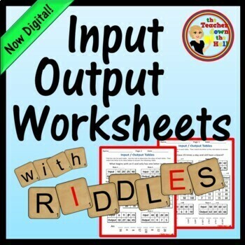 Preview of Input Output Tables Worksheets with Riddles I Data Analysis Activities