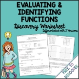 Evaluating and Identifying Functions Worksheet