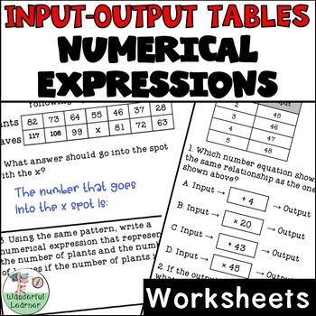 input output tables and numerical expressions worksheets no prep 4th grade
