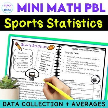 Preview of Inquiry Based Math Project | Data and Averages | Sports Statistics Grade 6th 7th