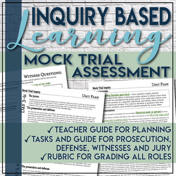 Preview of Inquiry Based Mock Trial Template Social Studies C3 Framework with Rubric