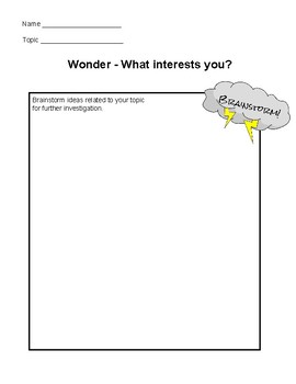 Preview of Inquiry Question Brainstorming Worksheet