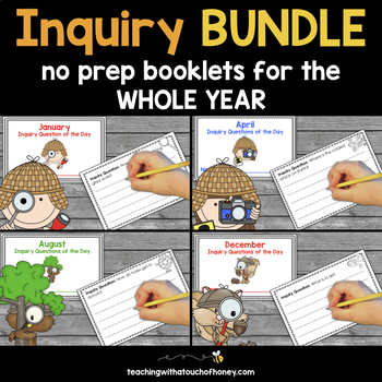 Preview of Inquiry Question Of The Day Bundle For Whole Year - No Prep Booklets