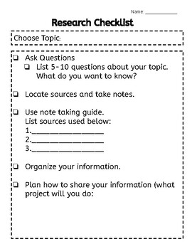Preview of Inquiry Research Checklist