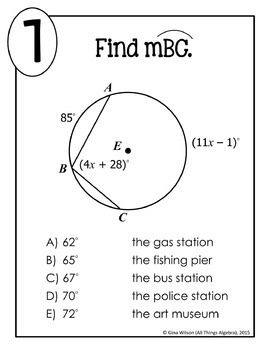 Inscribed Angles Math Lib Activity by All Things Algebra | TpT