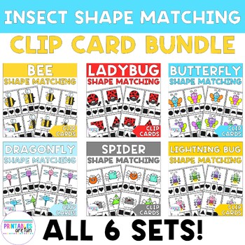 Preview of Insect 2D Shape Shape Matching Clip Cards Bundle | Preschool Math Activity