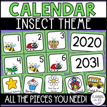 Preview of Insect Calendar Numbers and Pieces for Spring in April or May