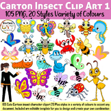 Insect Cartoon Character Clip Art 1, Cute Insect Vector Clip Art