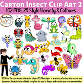 Insect Cartoon Character Clip Art 2, Cute Insect Vector Clip Art