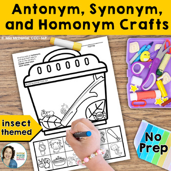 Preview of Insect Crafts for Language Skills - 7 crafts for Antonyms, Synonyms & Homonyms
